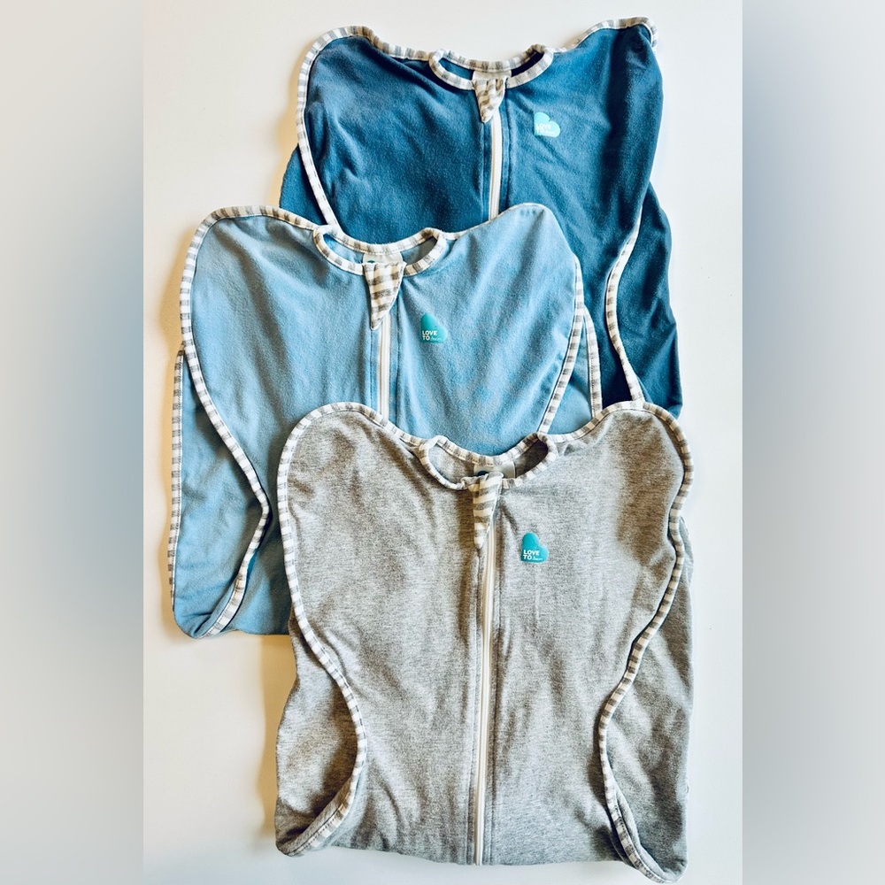 Blue and Gray Baby Swaddle Set